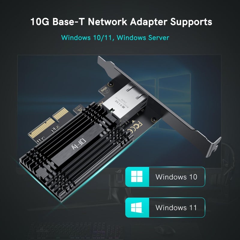 QFly 10Gb PCI-e Network Card, PCIe to 10 Gigabit Ethernet Adapter,Marvell AQtion AQC113C Controller,10G Base-T RJ45 Port NIC Card,Support Windows10/11/Server - Image 5